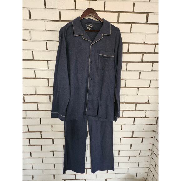 NWT L.L.Bean Mens Navy Heather Pajamas Size Large
